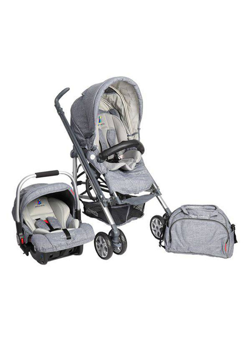 Pierre Cardin 3 in 1 Baby Carrier and Stroller with Diaper Bag – PS699B-TS- Gray