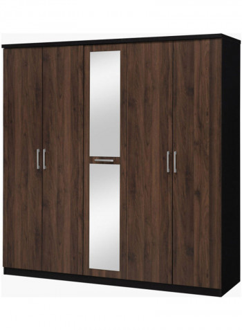 Helsinki Five-Door Wardrobe With Mirror Brown 200x193x565cm