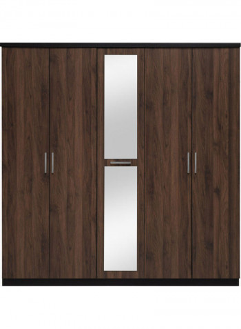 Helsinki Five-Door Wardrobe With Mirror Brown 200x193x565cm