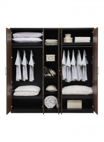 Helsinki Five-Door Wardrobe With Mirror Brown 200x193x565cm