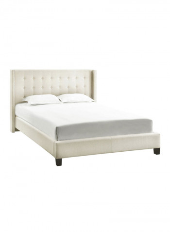 Melina Tufted Wingback Bed Without Mattress Beige Queen