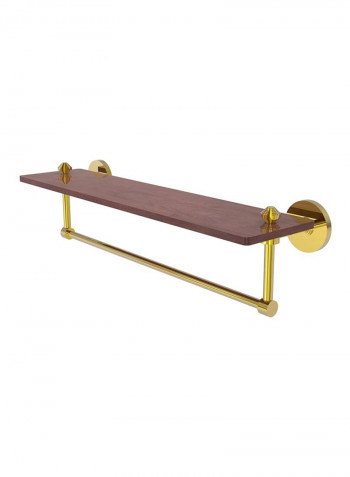 South Beach Collection Integrated Towel Bar Wood Shelf Brown/Gold 22inch