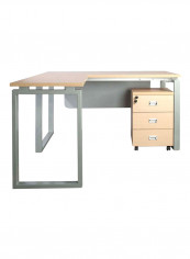 Carre Workstation Desk With Mobile Drawers Brown/Silver 160x75x140centimeter