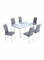 Focus 6-Seater Dining Table Set White/Grey/Silver