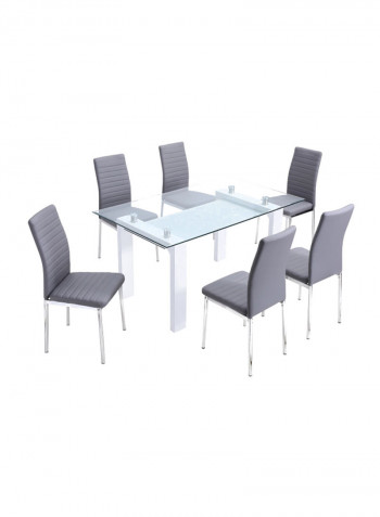 Focus 6-Seater Dining Table Set White/Grey/Silver