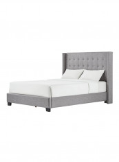 Melina Tufted Wingback Bed Without Mattress Grey Queen