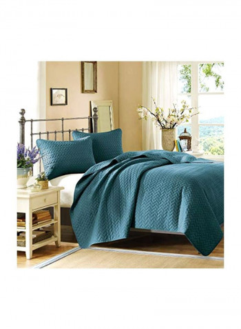 3-Piece Cotton Coverlet Set Blue King