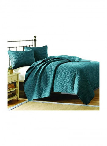 3-Piece Cotton Coverlet Set Blue King