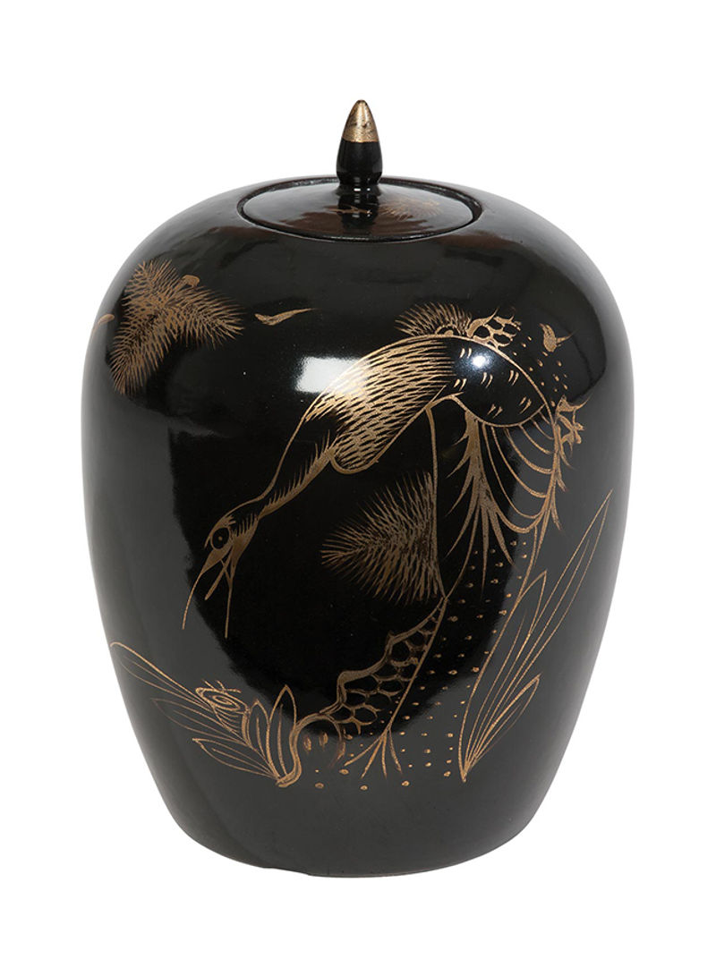 Large Grada Crane Jar Black/Gold 8 x 12inch