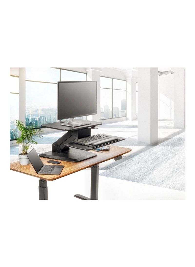 Adjustable Height Single Monitor Stand With Free Standing Base Black