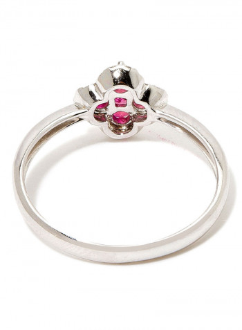18K White Gold  Diamond & Ruby Studded Ring