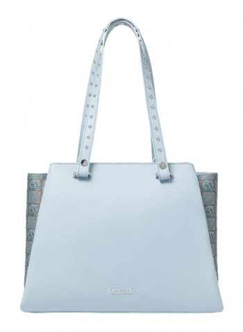 Asia Round Rivet Detail Tote Bag Blue/Grey
