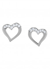18K White Gold Exquisite Design Lovely Heart Diamond Earring