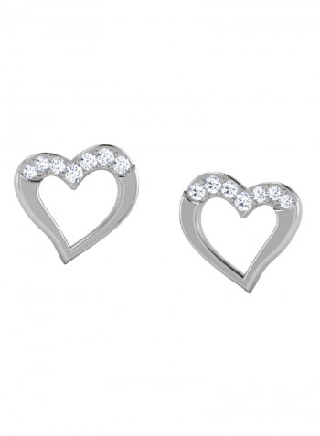 18K White Gold Exquisite Design Lovely Heart Diamond Earring