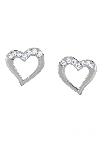 18K White Gold Exquisite Design Lovely Heart Diamond Earring