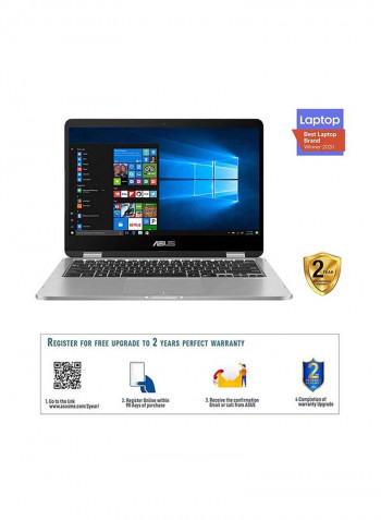VivoBook Flip 14 TP401MA-EC340TS Laptop With 14-Inch FHD Display, Celeron N4020 Processor/4GB RAM/128 eMMC/Intel UHD Graphics 600 Grey