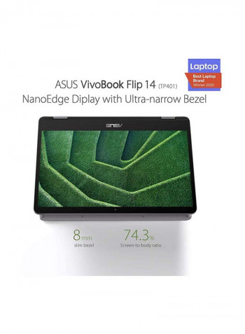 VivoBook Flip 14 TP401MA-EC340TS Laptop With 14-Inch FHD Display, Celeron N4020 Processor/4GB RAM/128 eMMC/Intel UHD Graphics 600 Grey
