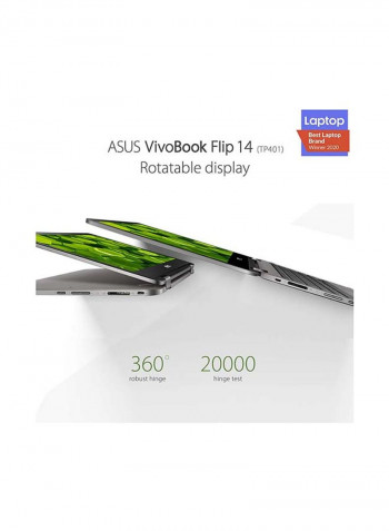 VivoBook Flip 14 TP401MA-EC340TS Laptop With 14-Inch FHD Display, Celeron N4020 Processor/4GB RAM/128 eMMC/Intel UHD Graphics 600 Grey