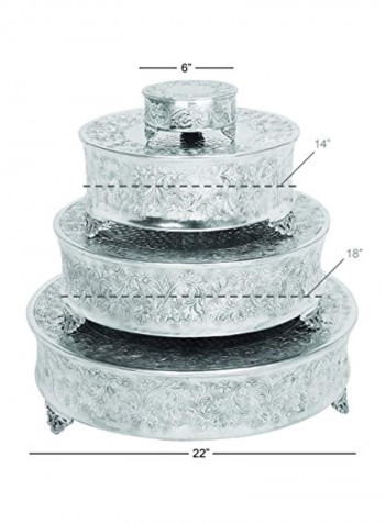 4-Piece Aluminum Cake Stand Silver 22x22x6.5inch