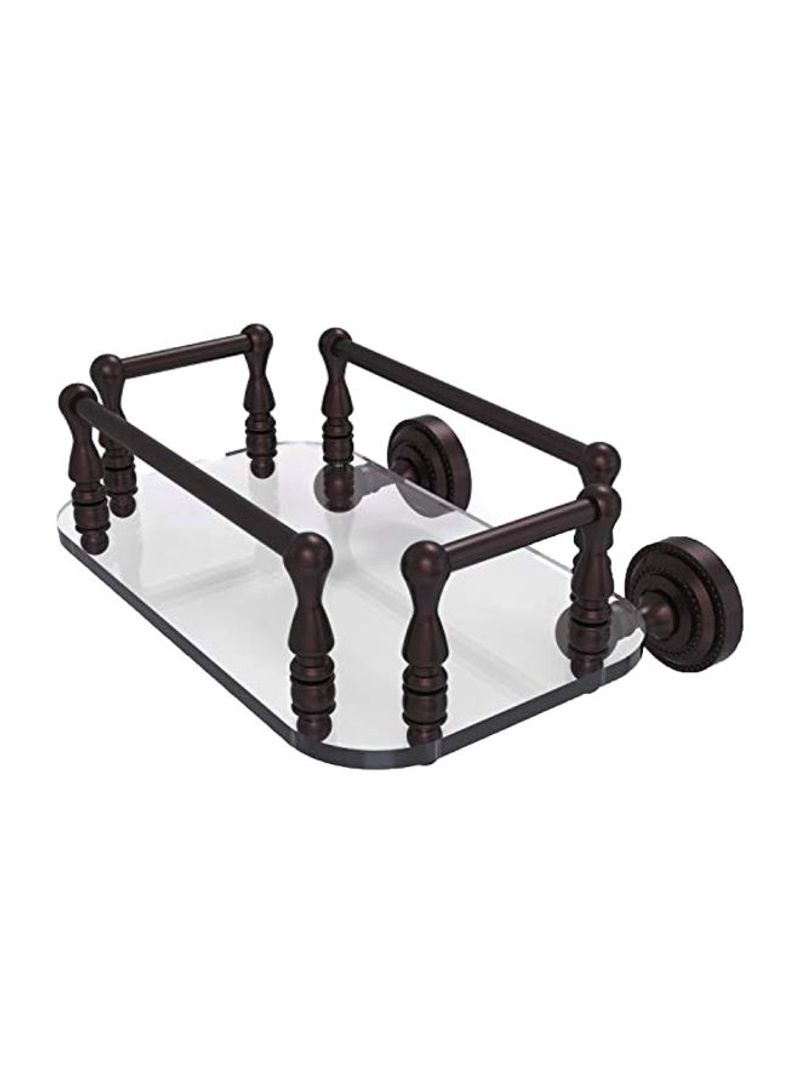 Dottingham Collection Wall Mounted Glass Tray Guest Towel Holder Brown