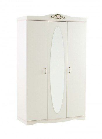3-Door Camellia Wardrobe With Mirror White