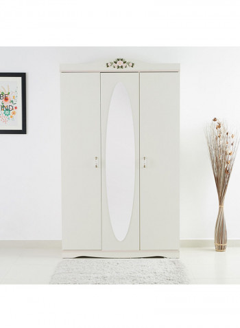 3-Door Camellia Wardrobe With Mirror White