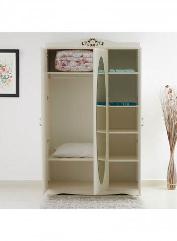 3-Door Camellia Wardrobe With Mirror White