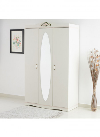 3-Door Camellia Wardrobe With Mirror White