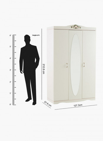 3-Door Camellia Wardrobe With Mirror White
