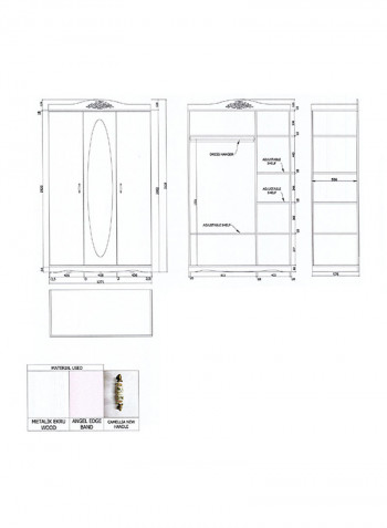 3-Door Camellia Wardrobe With Mirror White