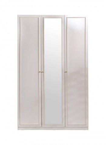 Isabella 3-Door Wardrobe With Mirror White 127x202x63centimeter