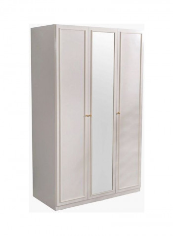 Isabella 3-Door Wardrobe With Mirror White 127x202x63centimeter