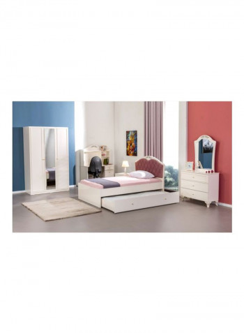 Isabella 3-Door Wardrobe With Mirror White 127x202x63centimeter