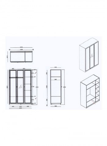 Isabella 3-Door Wardrobe With Mirror White 127x202x63centimeter