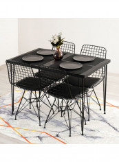 5-Piece Dining Table Set Black 75.5x117.5x5cm
