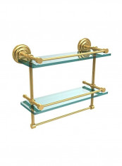 Gallery Double Towel Bar Glass Shelf Clear/Gold 16inch