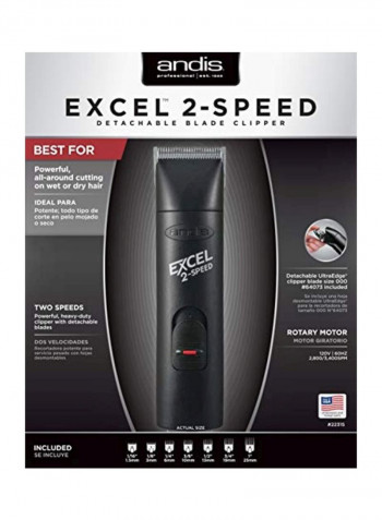 2-Speed Hair Clipper With Detachable Blade Black