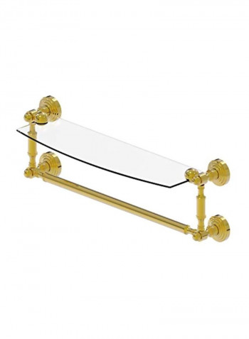 Towel Bar Glass Shelf Clear/Gold 24x5inch