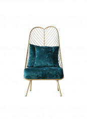 1 Seater Razonfabric Sofa Green/Gold 63x64x111cm