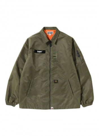 Stylish Detail Coach Jacket Olive Green