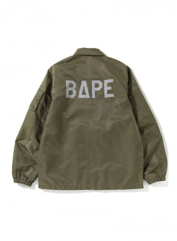 Stylish Detail Coach Jacket Olive Green