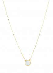 18 Karat Gold Mother Of Pearl Single Stone Necklace