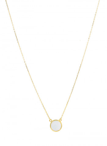 18 Karat Gold Mother Of Pearl Single Stone Necklace
