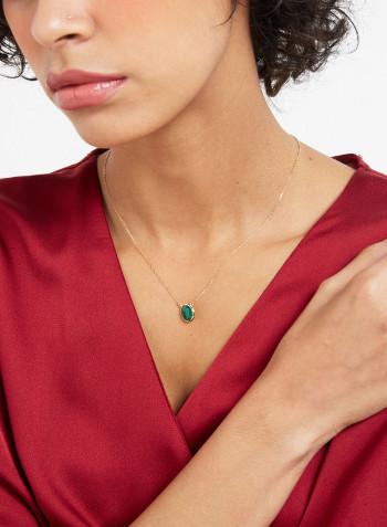 18 Karat Gold Mother Of Pearl Single Stone Necklace