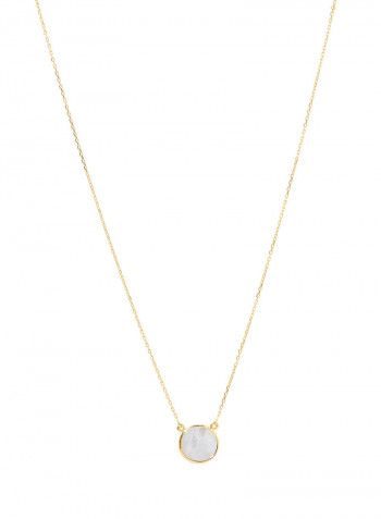 18 Karat Rose Gold Mother Of Pearl Single Stone Necklace