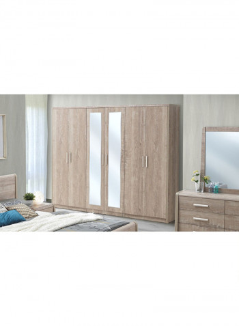 Curvy Mirror Wardrobe Beige