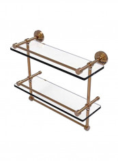 Double Towel Bar Glass Shelf Clear/Gold