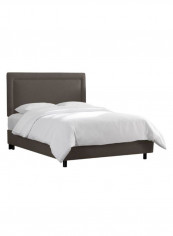 Slate Border Bed Without Mattress Grey 160 x 200centimeter