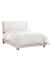 Burling Nail Button Border Bed Without Mattress White 160 x 200centimeter