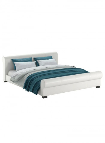 Scrolled Platform Bed Without Mattress White 160 x 200centimeter